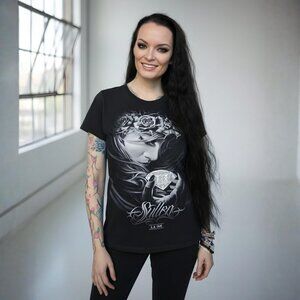 Sullen ✦ Double Sided Tattoo Art Graphic Tee ✦ Black Femme Diamond Roses M